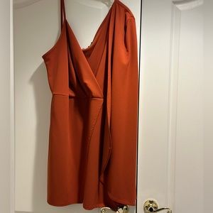 Rust BooHoo Plus Midi Dress